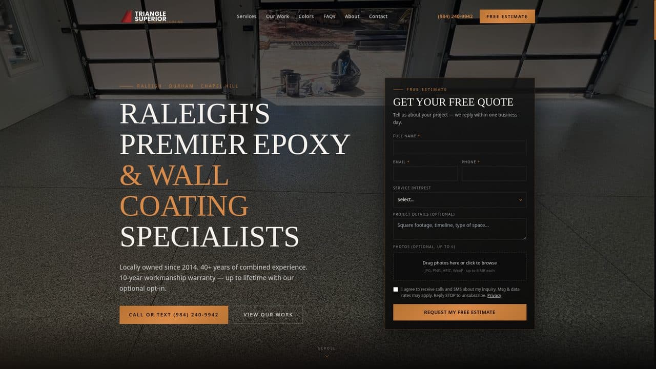 Triangle Superior Walls & Epoxy website screenshot